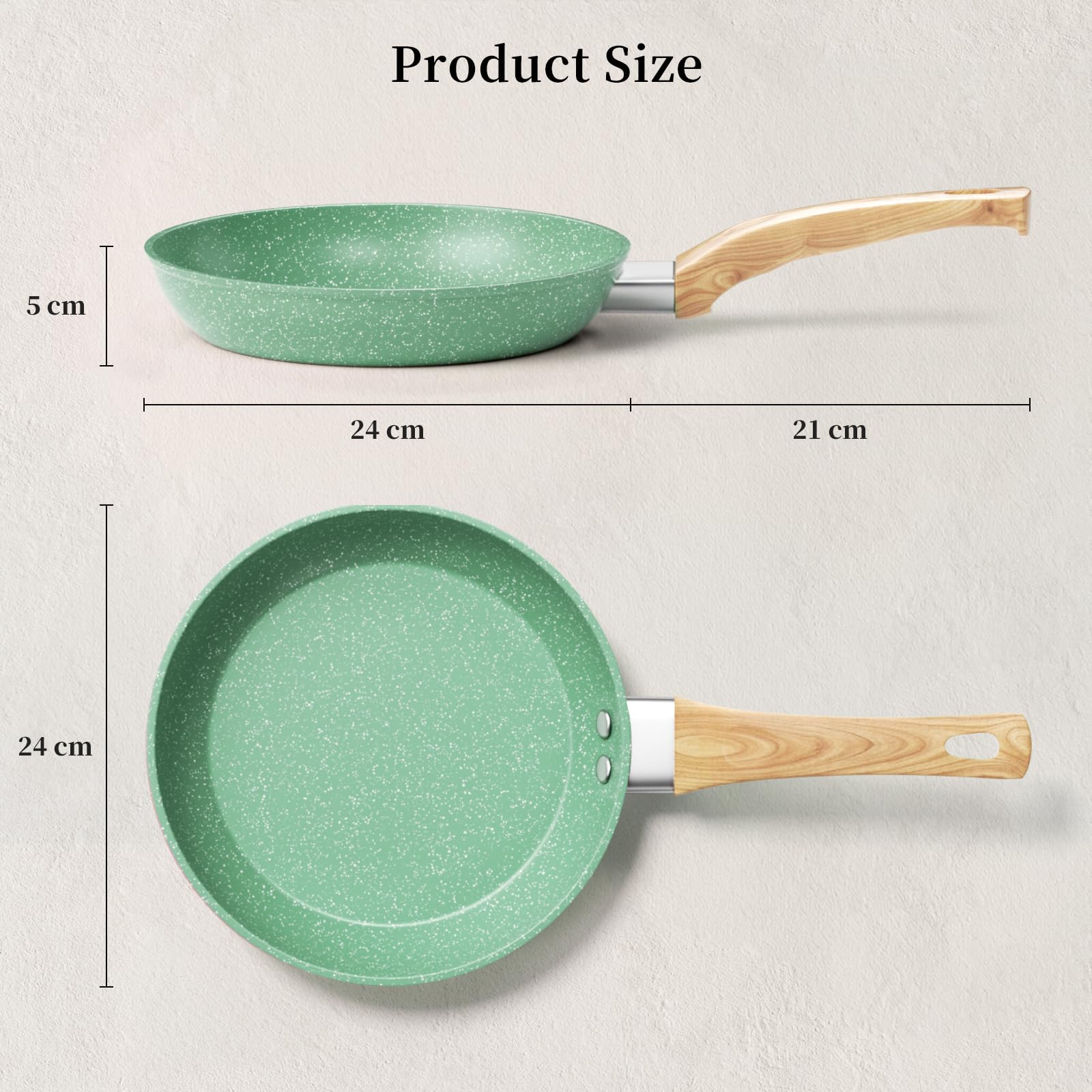 Innerwell Sartén antiadherente 24 cm, Sartenes induccion, Granito revestimiento antiadherentes Profesional, Ceramica Sartén Tortillas, sin PFOA, sin toxicos, apta Horno, Lavavajillas, Rosa — view 81