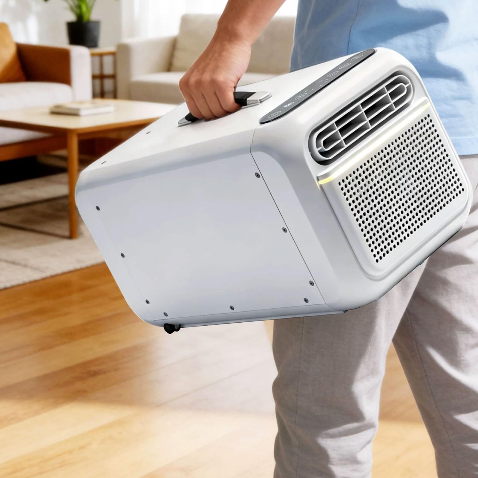 Aire Acondicionado para Casa Eficiente Capacidad de Refrigeración de 700W | 220V Sin necesidad de desagüe Mando a distancia/pantalla táctil Dirección del aire regulable para espacios de 3-5 m²(White)