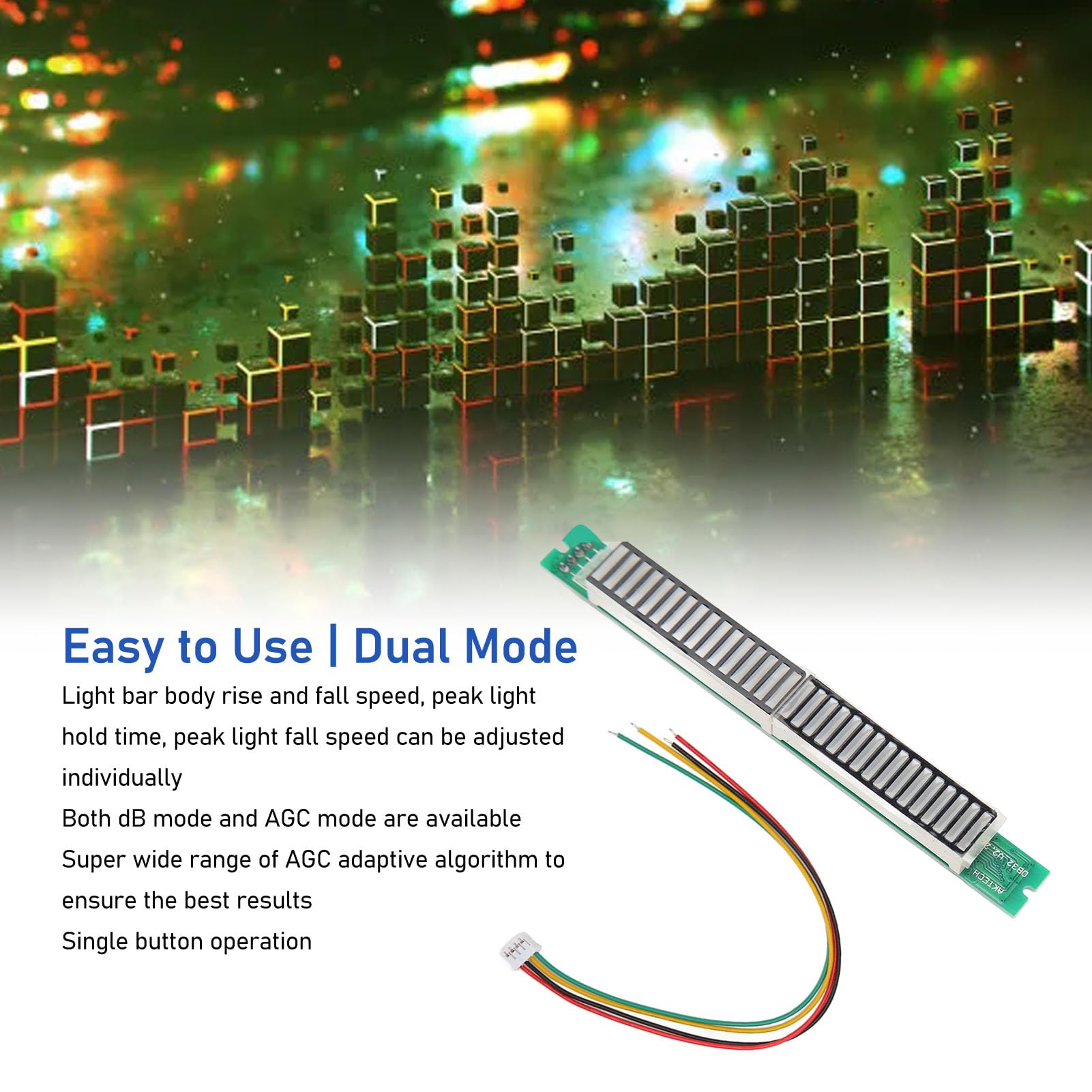 Indicatore Di Livello Musicale A 32 Bit Con 8 Effetti LED, Luminosità Regolabile, Modalità DB E AGC, Per Audiofili E Progetti Fai-da-te