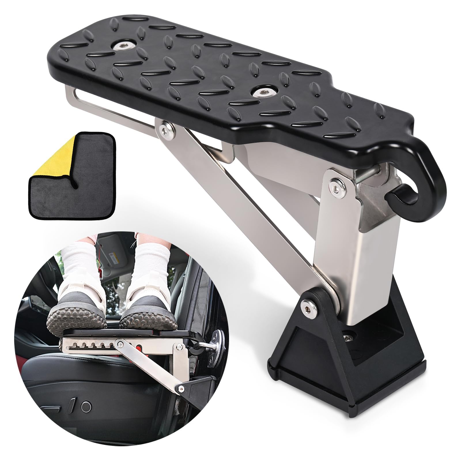 TERRIFI Adjustable Car Door Step - Stand Pedal for Door Latch, Roof Access Door Step for Car, Supports Both Feet, Roof Rack Accessories for SUVs and Vehicles