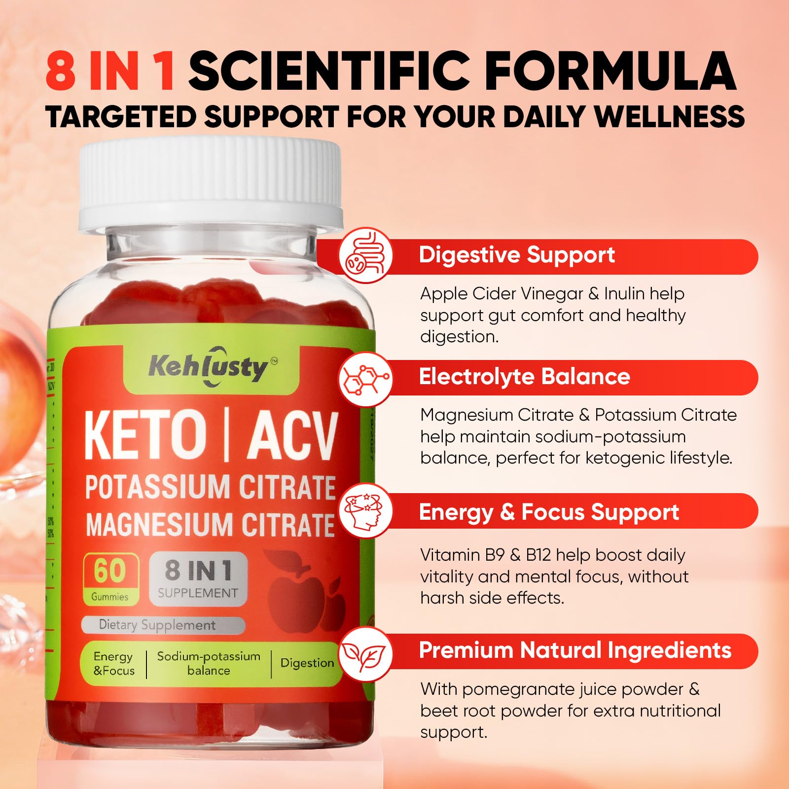 Keto ACV Gummies Advanced for Weight Loss Support, 60 ct. — Amazon image 3
