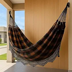 Rede de Dormir Casal Jaguaruana, 4,50m, 100% Algodão, Suporta 180kg, Preto e Marrom