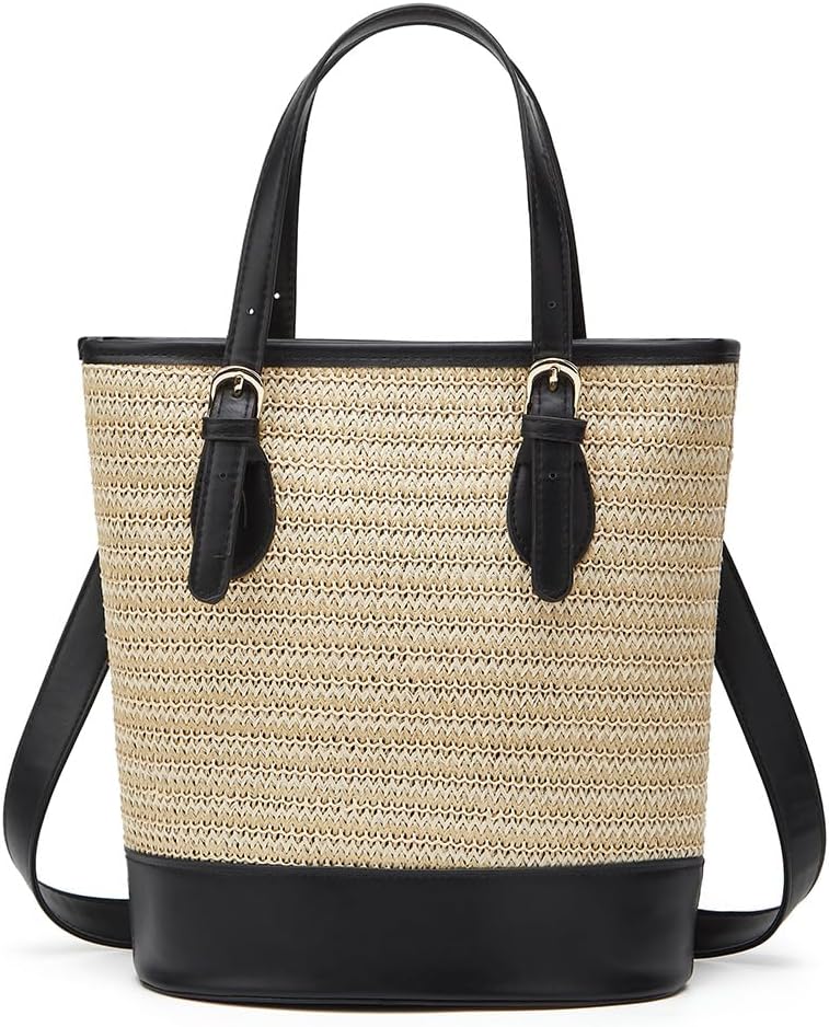 Straw Clutch Bag for Women Cute Summer Beach Rattan Purse Small Crossbody Woven Handbag Travel Bucket Bag