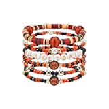 Football Baseball Soccer Beaded Bracelets for Women Stackable Game Day Sports Theme Bracelet