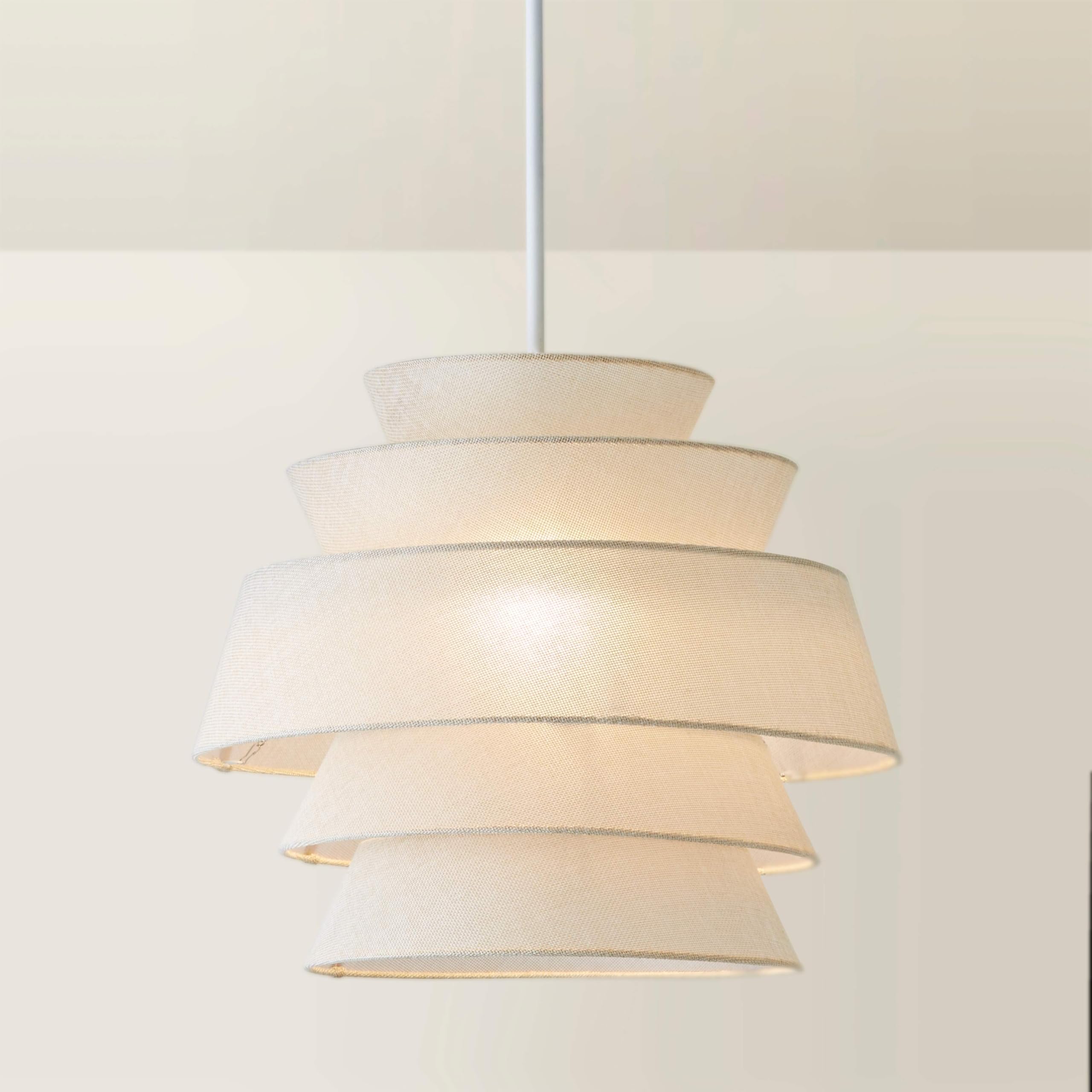 ValueLights | Valerie 5 Tier Natural Linen Ceiling Lamp Shade | Shades & Home Improvements Essential | 40cm Shade Width