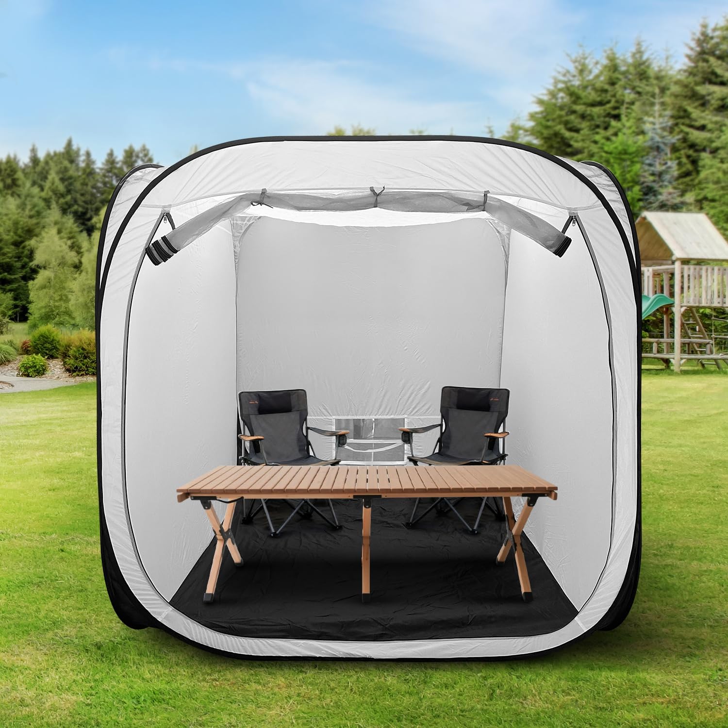 Pop Up Tent, Portable Camping Canopy Booth 6 x 6FT with Carry Bag for Outdoor Activities, White