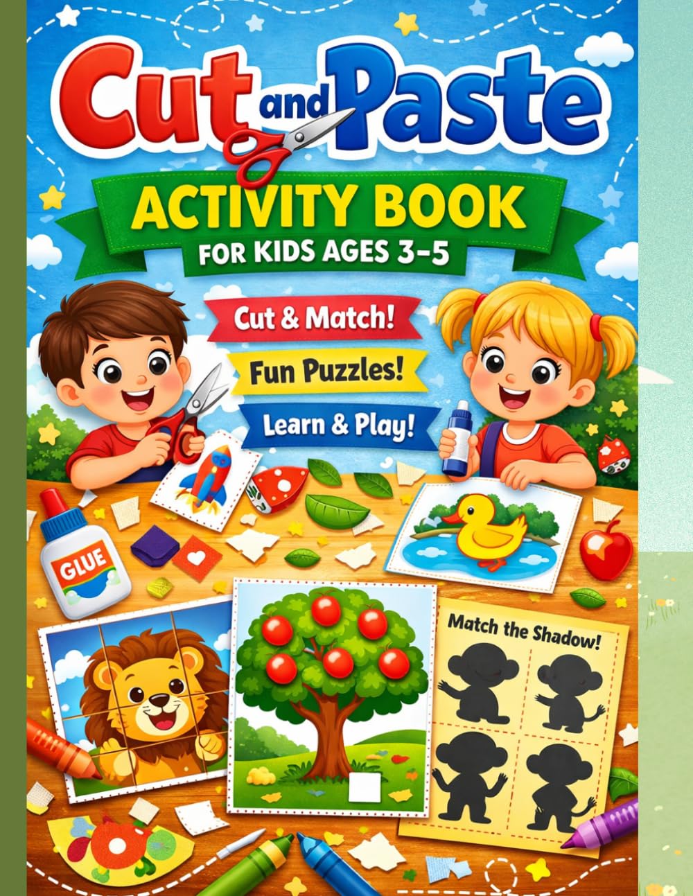 Cut and Paste Activity Book for Kids Ages 3–5: Fun Scissor Skills Workbook with Matching, Puzzles, and Learning Activities for Preschoolers