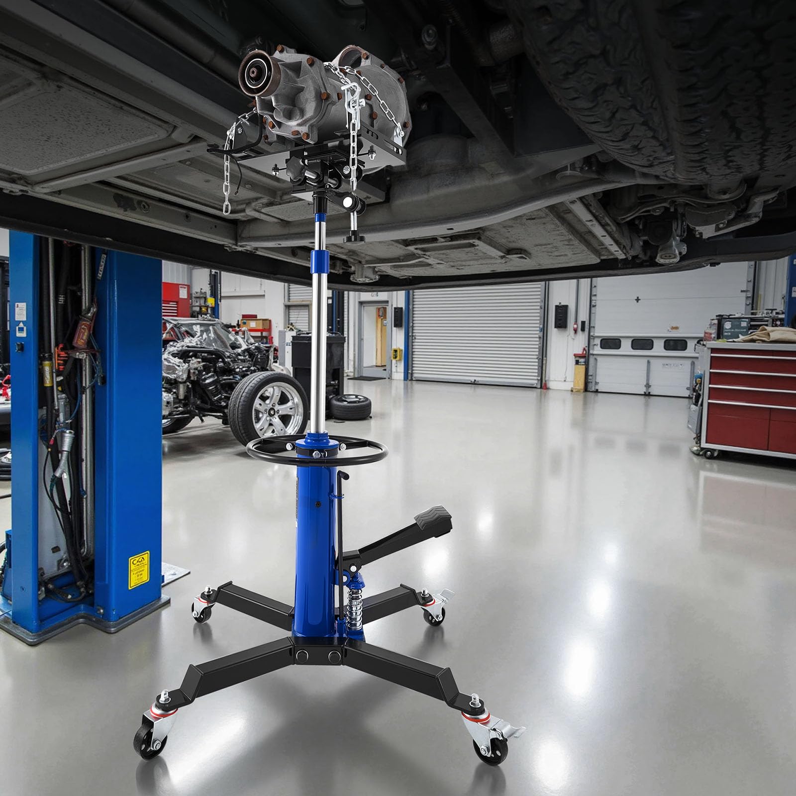 VEVOR Hydrauliczny lewarek przekładniowy podnośnik samochodowy o udźwigu 600 kg, teleskopowy podnośnik przekładni z pedałem i podwójną przekładnią teleskopową i wysokością podnoszenia 88-176 cm