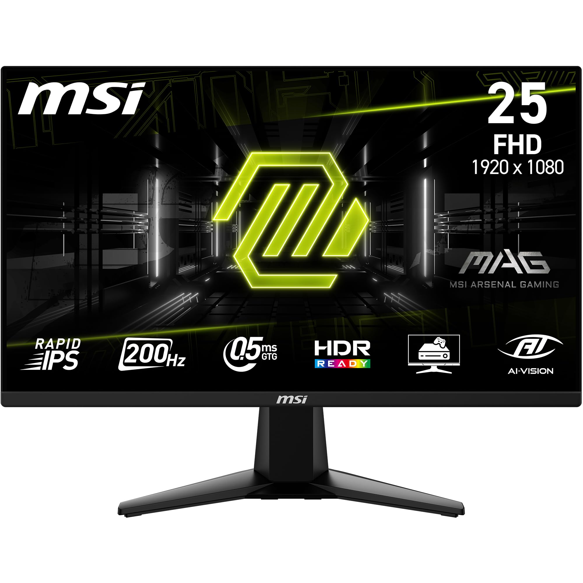 MSI MAG 255F E20 24.5-Inch FHD 1920x1080 Gaming Monitor, 200Hz, 0.5ms, HDR Ready, AMD FreeSync Premium, Eye Care, AI Vision, HDMI 2.0b, DP 1.2a, Frame...