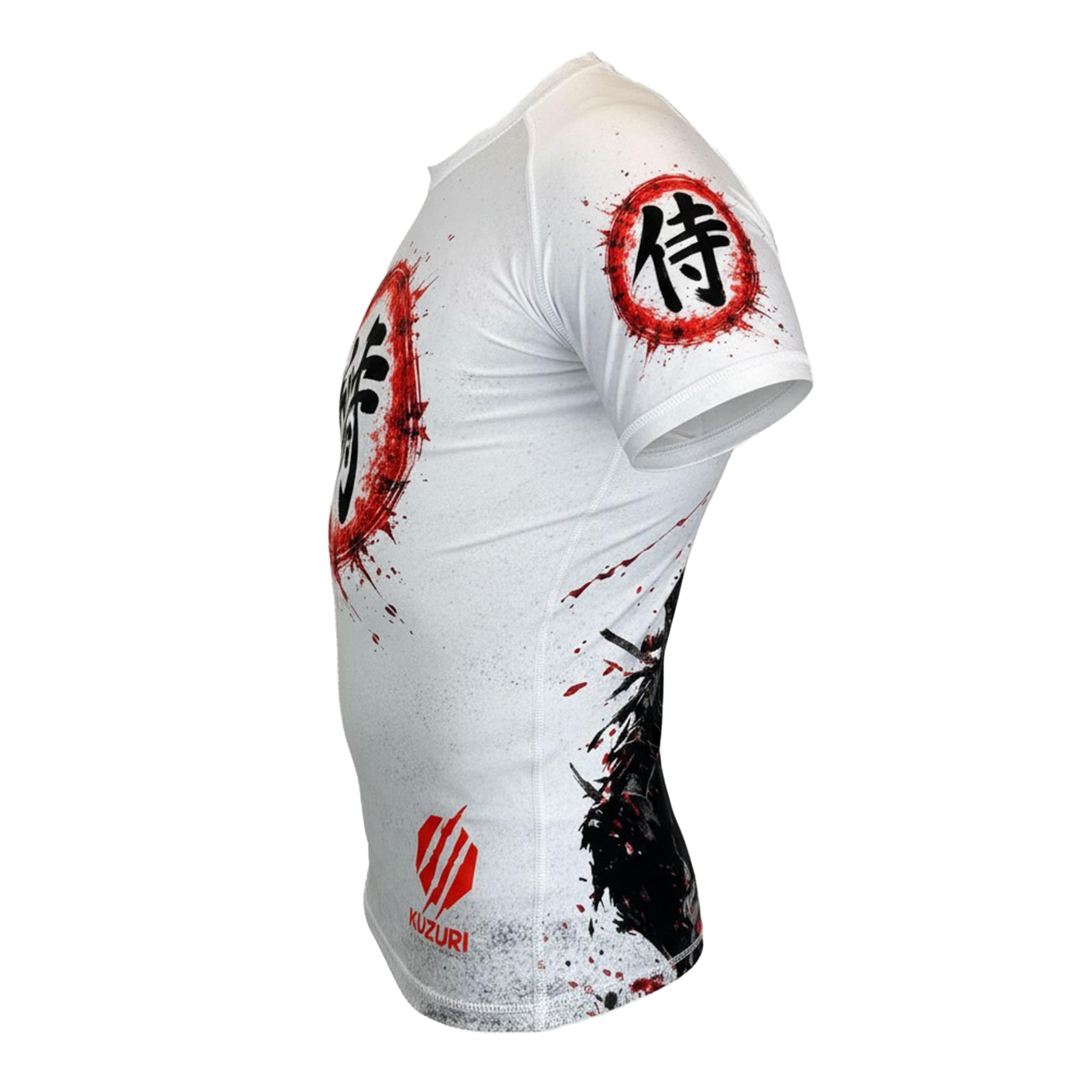 KUZURI Kampfsport Tshirt Herren – Personalisiertes Rashguard BJJ, MMA Samurai – Atmungsaktives Funktionsshirt für No-Gi, Grappling & Kickboxen