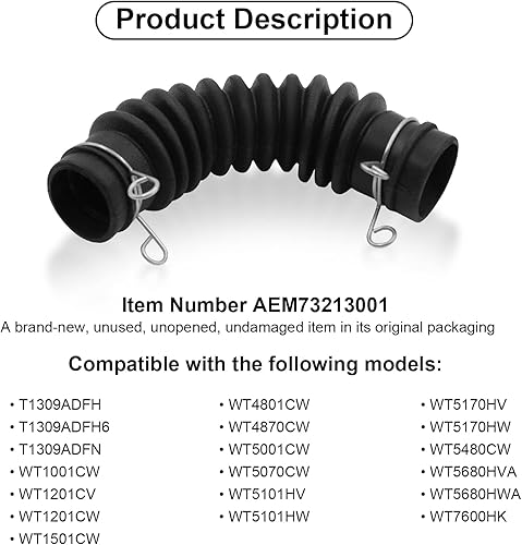 Miniatura 6 de Conjunto de manguera de drenaje de arandela AEM73213001 - Conector de tubo a bomba más grueso con abrazaderas de manguera de acero inoxidable -