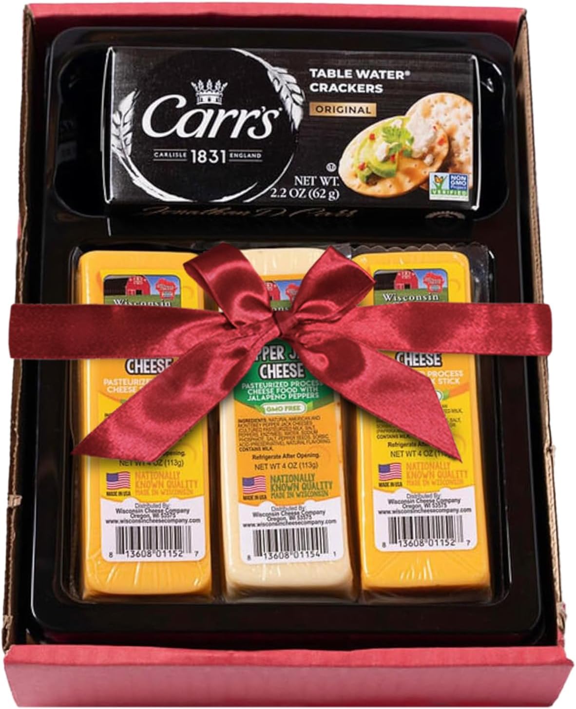 - Wisconsin Cheddar & Pepper Jack Cheese and Cracker Gift Box - 100% Wisconsin Cheese | Perfect for Parties, Charcuterie Boards, and Holiday Gifts