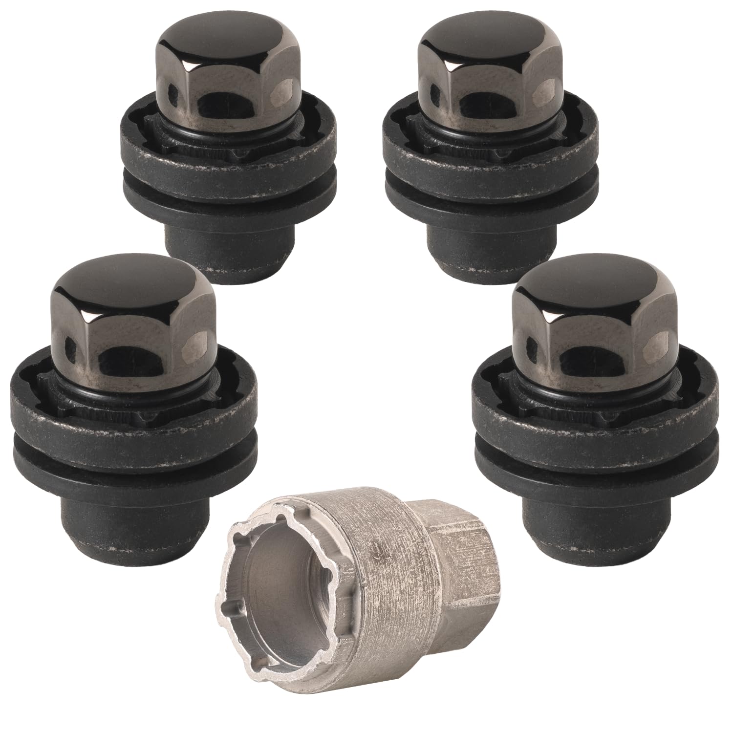 Photo 1 of Farad GalaxyLock 382/MX Black Chromed Lug nut Wheel-Locks Kit Suitable for Toyota Camry (M12 X 1.5 Thread Size) - Set of 4 Lug Nuts + 1 Key