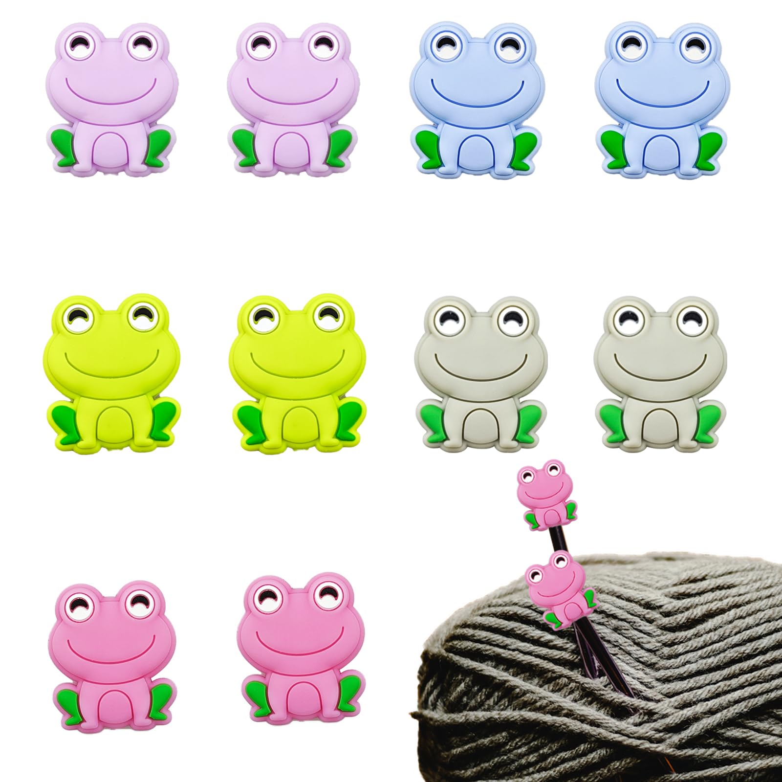 10 Pack Colorful Frog Knitting Needle Stoppers Knitting Needles Point Protectors Silicone Needle Point Protectors Knitting Accessories and Supplies Knitting Tools