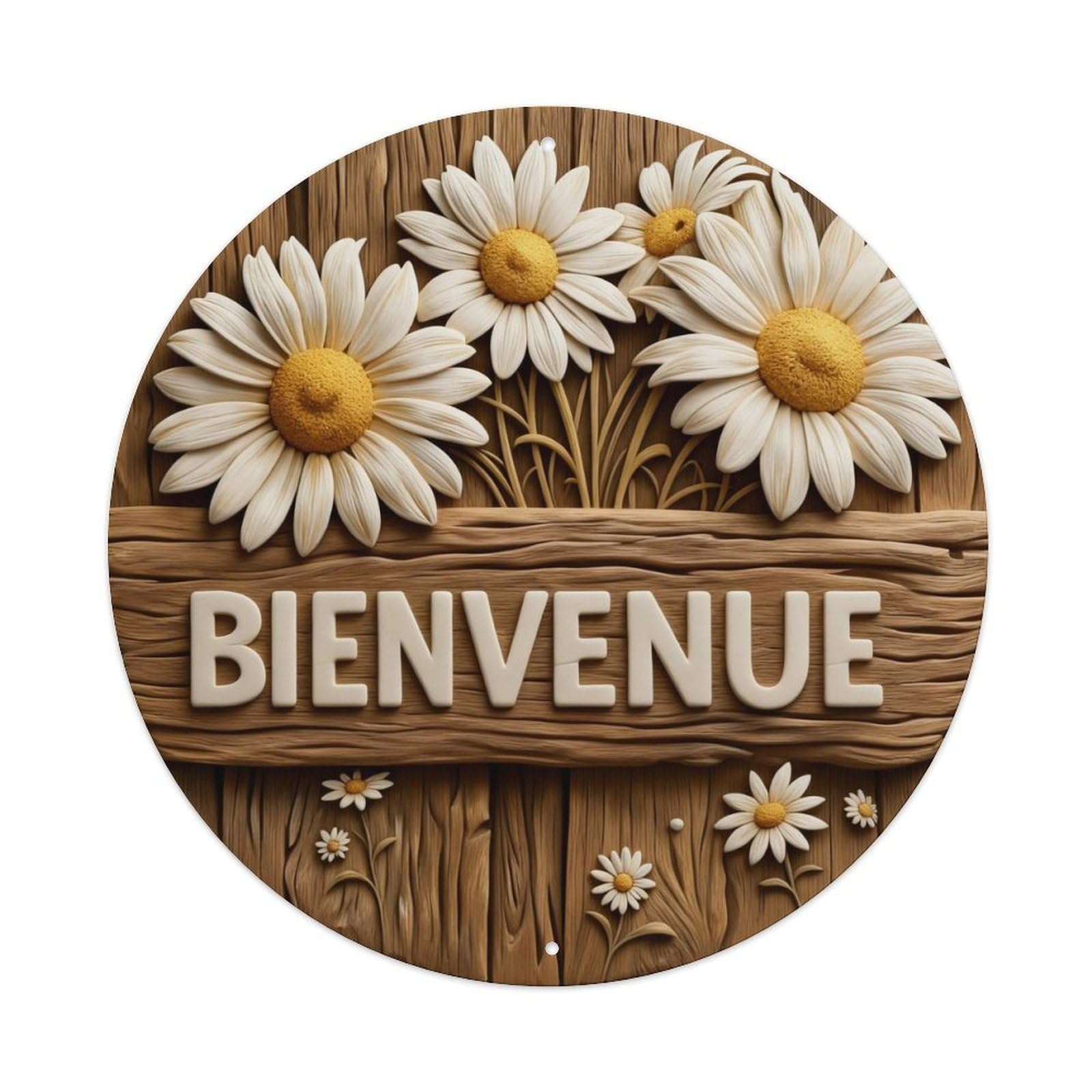 Zlatcbu Vintage Wooden Sign With Daisies And Welcome Text Metal Tin Sign Retro Wall Art Poster, Decor For Home Living Room Bar Cafe Garage, 8X8 Inch