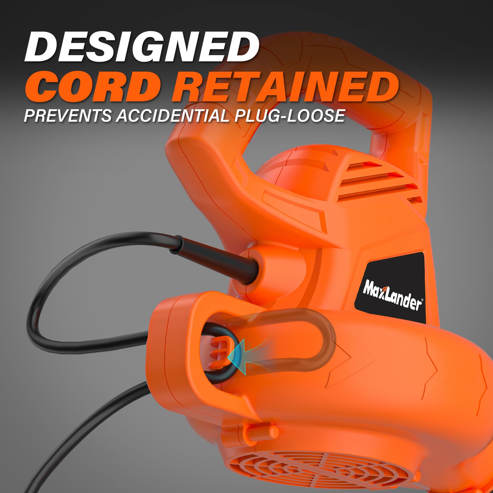 MAXLANDER - Soplador de hojas con cable, 7-AMP 350 CFM/155 MPH, soplador de hojas pequeñas de mano ligero para cuidado del césped