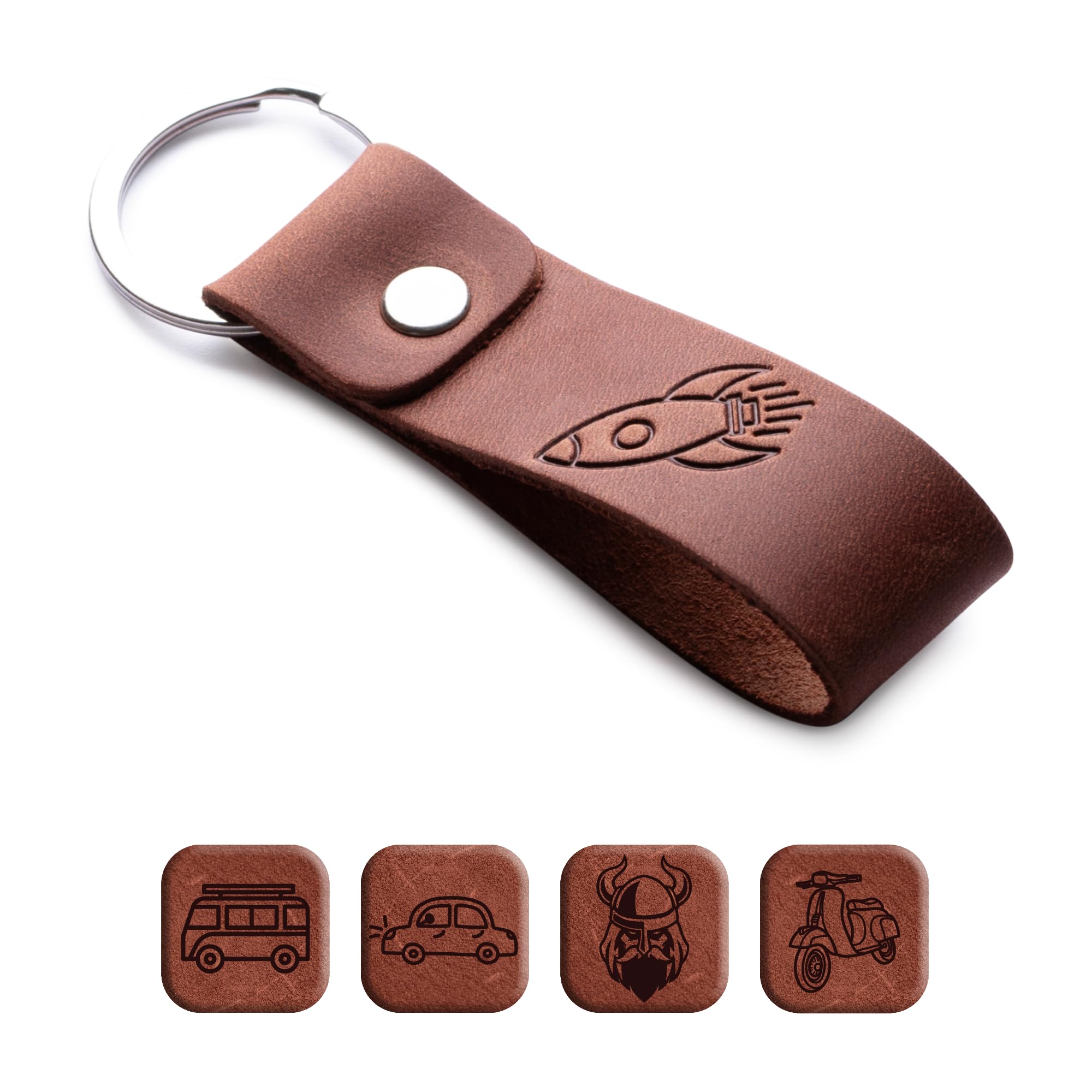 Magor Unisex Rocket Leather Keychain Favorite For Men, Keyring Gift For Women & Men, Birthday & Anniversary, Full Cow Leather (Rocket)