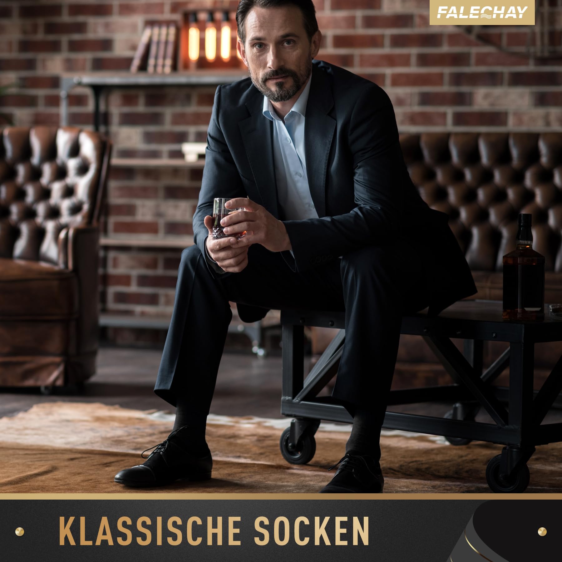 Falechay Herren Socken 12 Paar Sportsocken Classic Schwarz Atmungsaktive Baumwolle