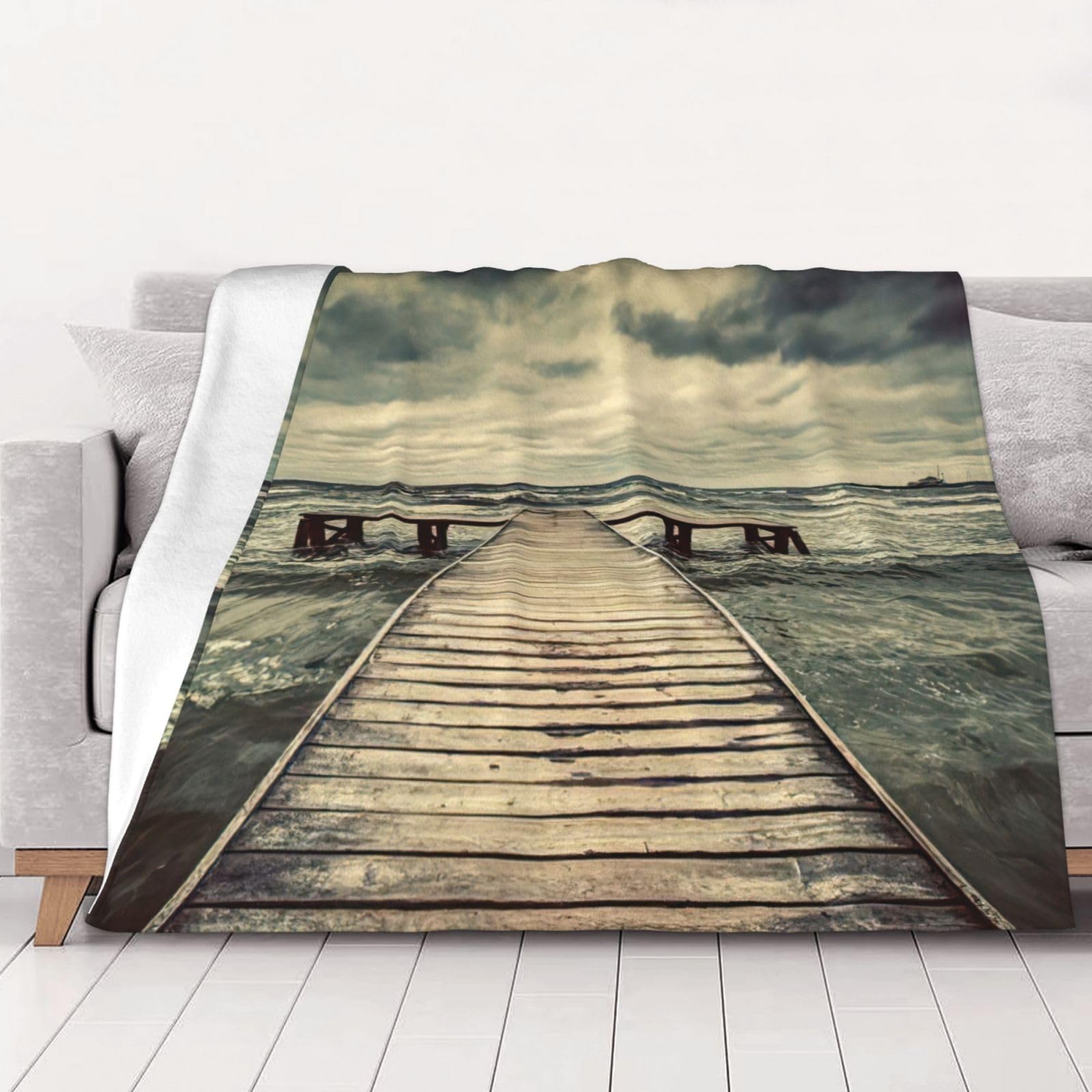Couverture en flanelle côtière jetée de canapé pour vos soirées cocooning
