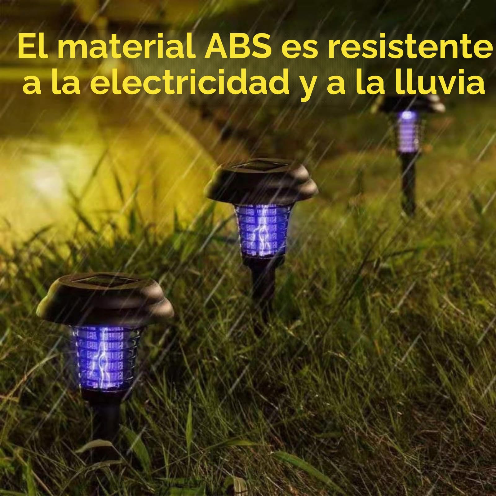 Antimosquitos Solar, Lámpara Antimosquitos de Enchufe de Suelo, 2 Modos, Lámpara Antimosquitos Exterior, Iluminación Exterior Impermeable, Luz Violeta Antimosquitos para Jardín, Balcón, Camping (4
