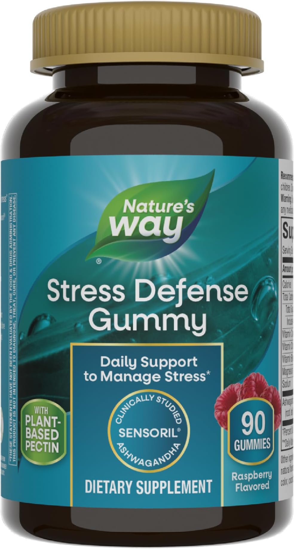 Nature's Way Stress Defense Gummies, Stress Support*, Supports Balanced Cortisol Response*, with Sensoril Ashwagandha, Vitamins B6, C, and D3, Raspberry Flavored, 90 Gummies (Packaging May Vary)