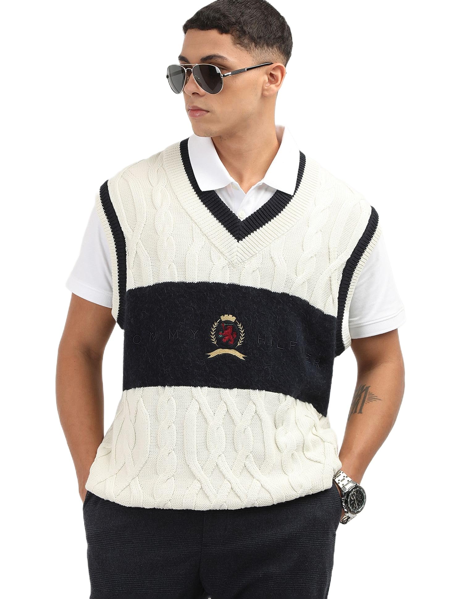 tommy hilfiger Men's Cotton Blend Casual Sweater Vest-picture-37