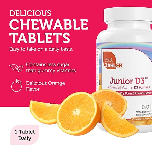 Miniatura 4 de Tabletas masticables de vitamina D3, de 1000IU, para niños. Fácil digestión, con la dosis justa de vitamina D3 para niños de 1000 IU. Con