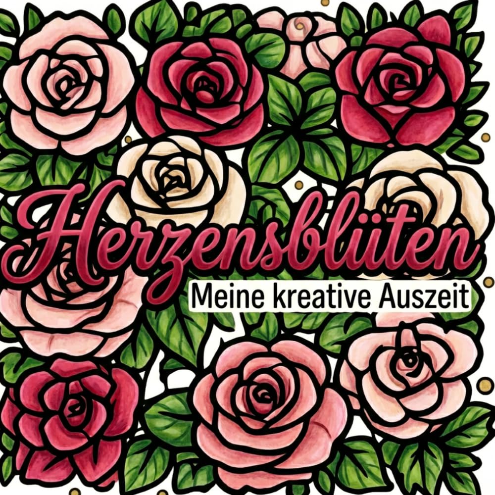 Herzensblüten: Meine kreative Auszeit – Malbuch für Erwachsene mit floralen Motiven für Entspannung, Glück und Freude. Mit schwarzen Rückseiten.