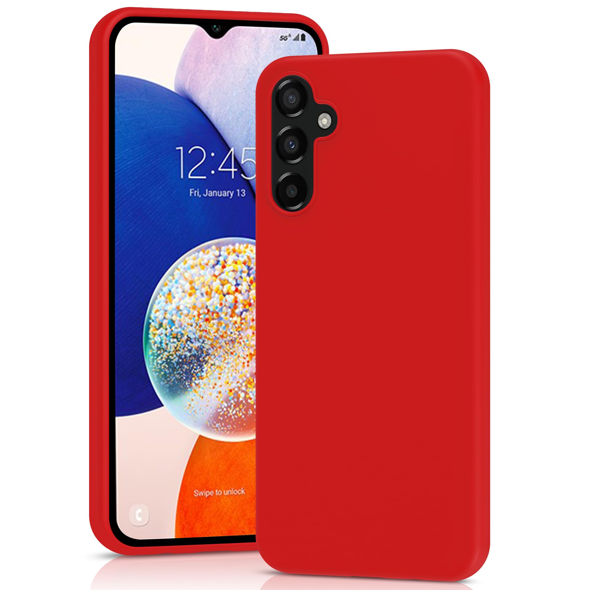 YATWIN Silicone Case for Samsung Galaxy A14 4G/5G, Soft-Touch, Shockproof, DustProof, Antiskid Full Body Armour Phone Cover for Samsung Galaxy A14 4G/5G - Red