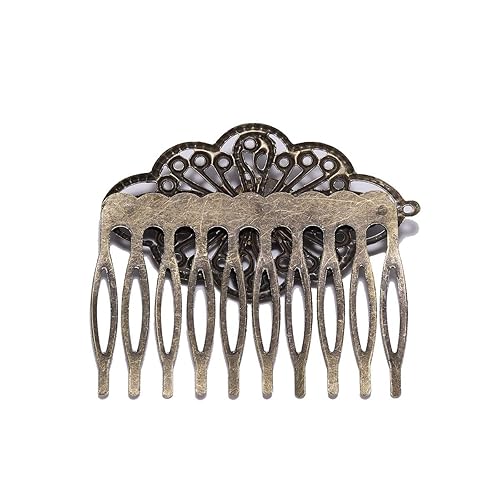 Miniatura 5 de 5 unids 52×56mm bronce antiguo peine para el pelo fabricación de joyas horquillas hallazgos ajuste 0.472 in cabujones de vidrio ajustes DIY pinzas