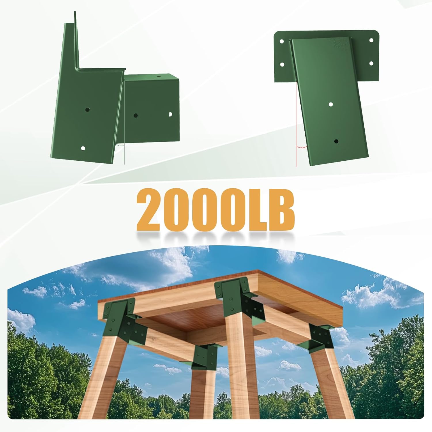 4 Pcs Deer Stand Brackets 4x4 (Strengthen Support, Easy Installation), Outdoor Angle Brackets with Powder-Coated for Deer Stand, Tree House, Shooting Shack & Outdoor Platforms