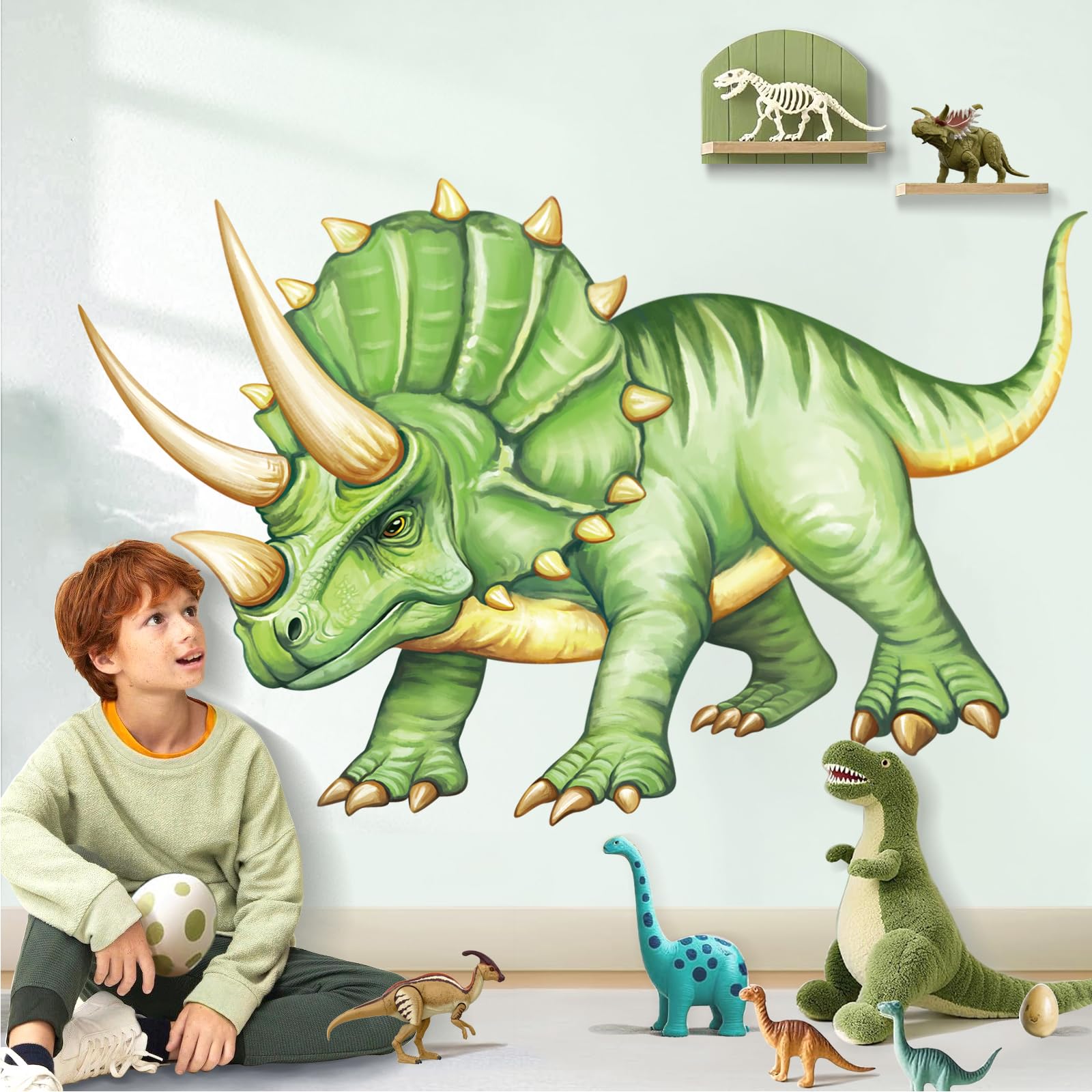 Stickers Muraux 3D Dinosaure XXL - Décoration Chambre Enfant Jungle Dino Volcan