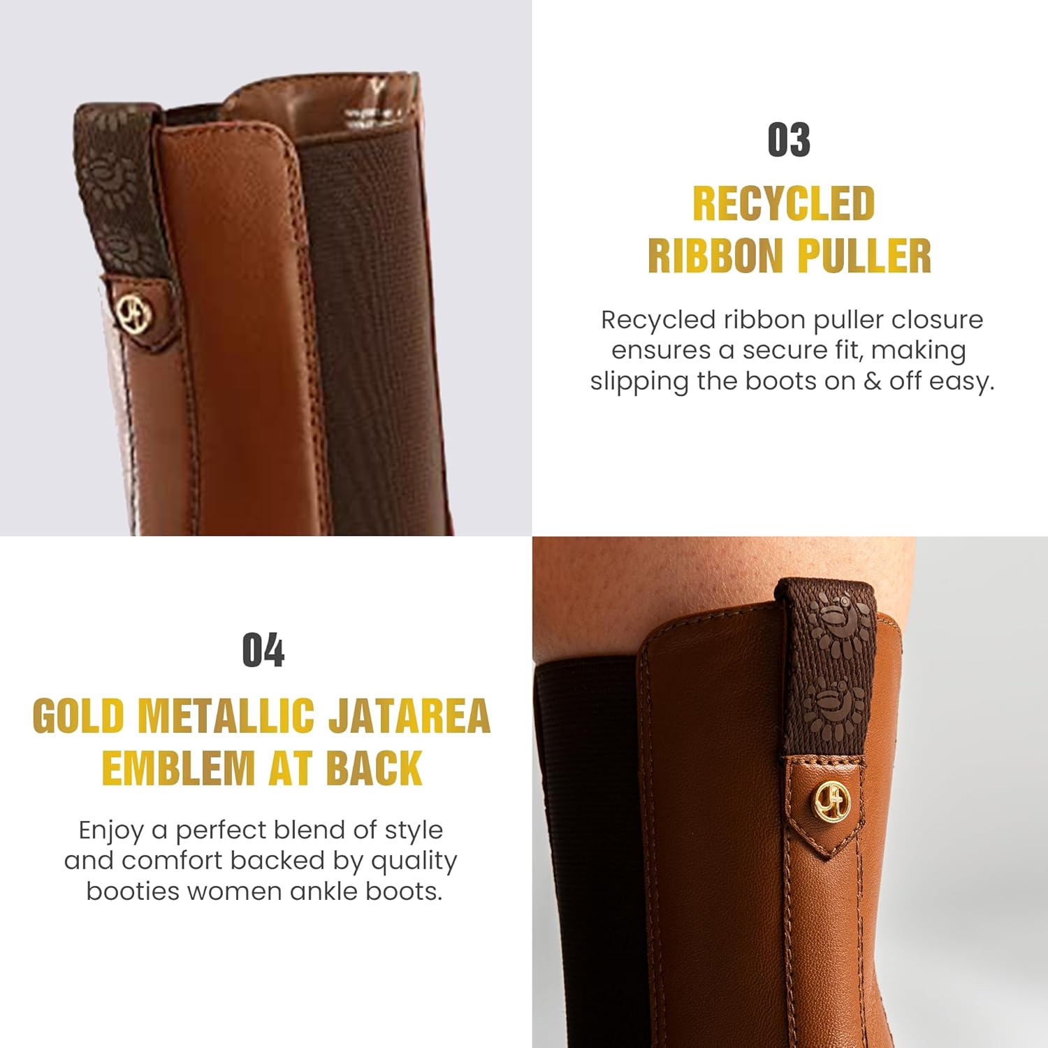 JATAREA Ankle Boots for Women - Stylish Leather with Block Heel Chelsea - Comfortable & Easy Wear Womens Bootie - Cushioned Insole for Comfort - Fashionable and Versatile Design - BELA - Image 5