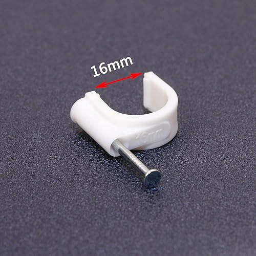 Miniatura 3 de Mini Skater Clips de cable Ethernet de nailon de 0.630 in para clavos en círculo, gestión de cables, paquete de 50 unidades (blanco)