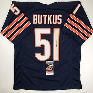 Autographed Dick Butkus Chicago Blue Football Jersey JSA COA
