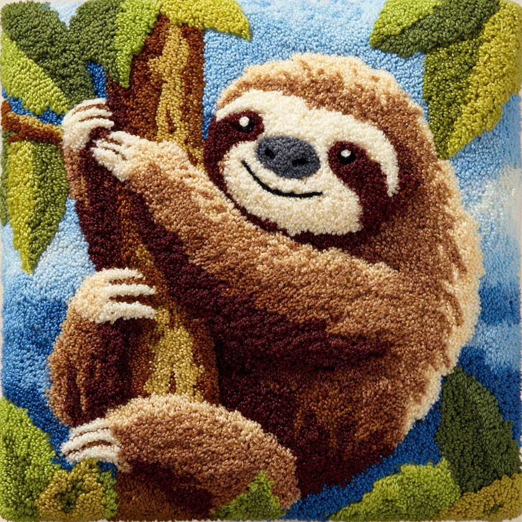 Henypt Latch Hook Cushion Kits, Sloth