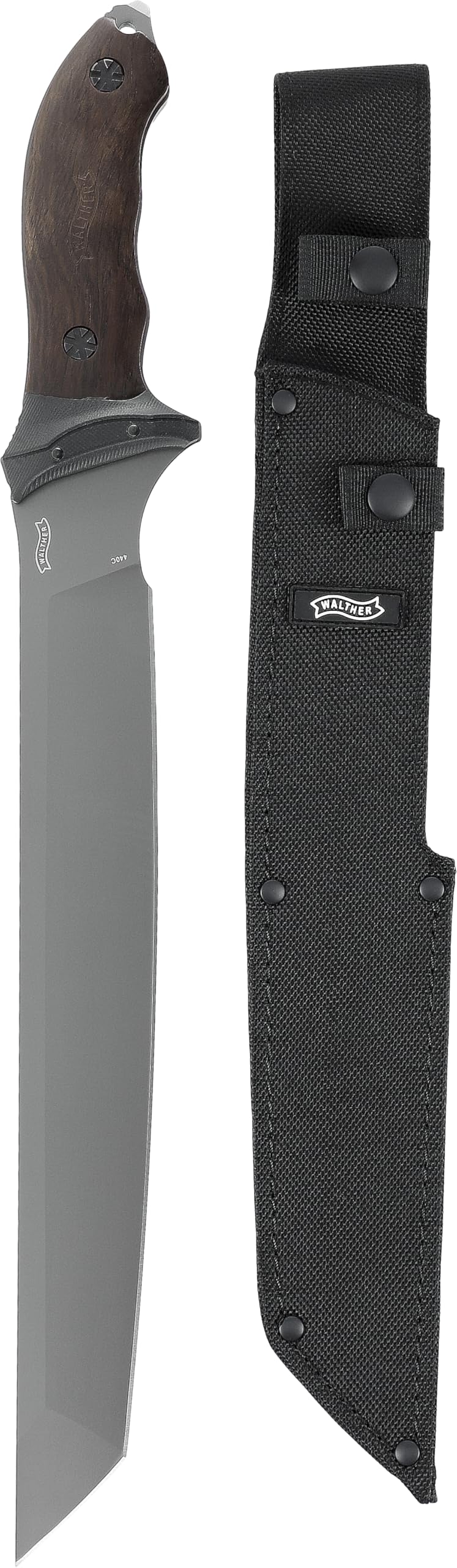 Walther MachTac 5, feststehende Klinge aus 440A Stahl, ideal für Outdoor Aktivitäten inkl. Nylonscheide mit Gürtelschlaufen