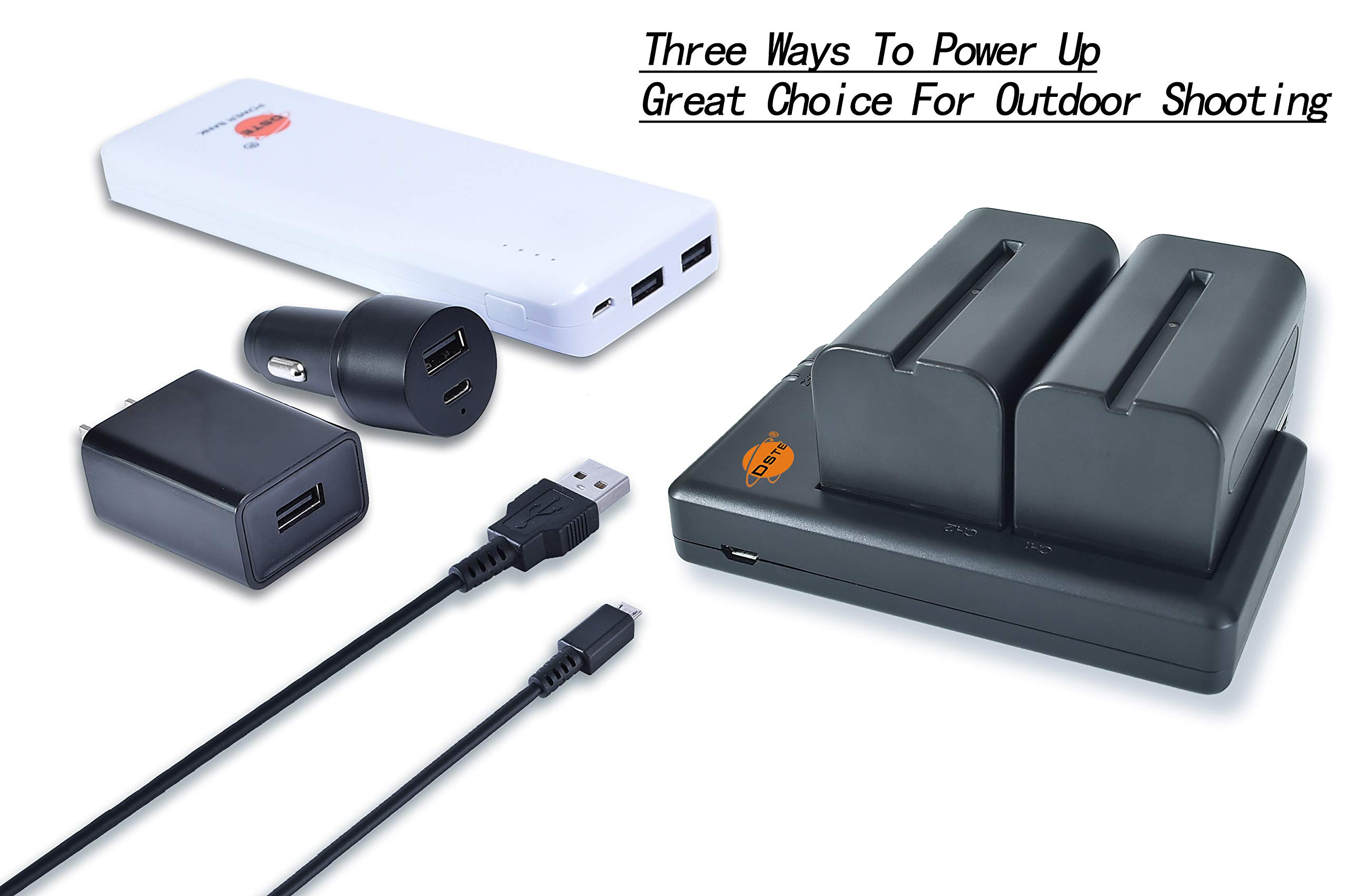 NP-F750 F770 (2 pièces) Batterie rechargeable et double chargeur compatible avec les appareils photo NP-F550, F730, F970, CCD-RV100 CCD-RV200 CCD-SC5 CCD-SC55E, caméscope, npf chargeur