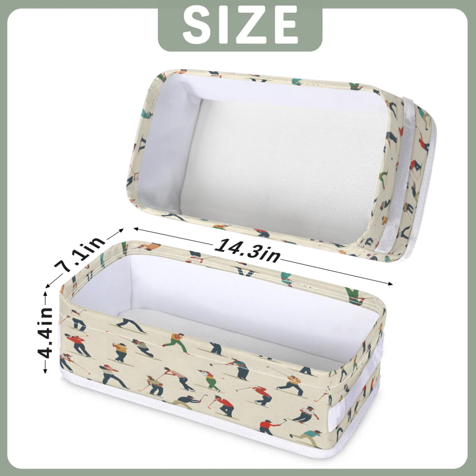 Tablerazzi Toilet Tank Topper Paper Basket with Handle, Golf Ball Bathroom Storage Basket for Organizing, Sport Golf Small Fabric Storage Bins for Bathroom Decor