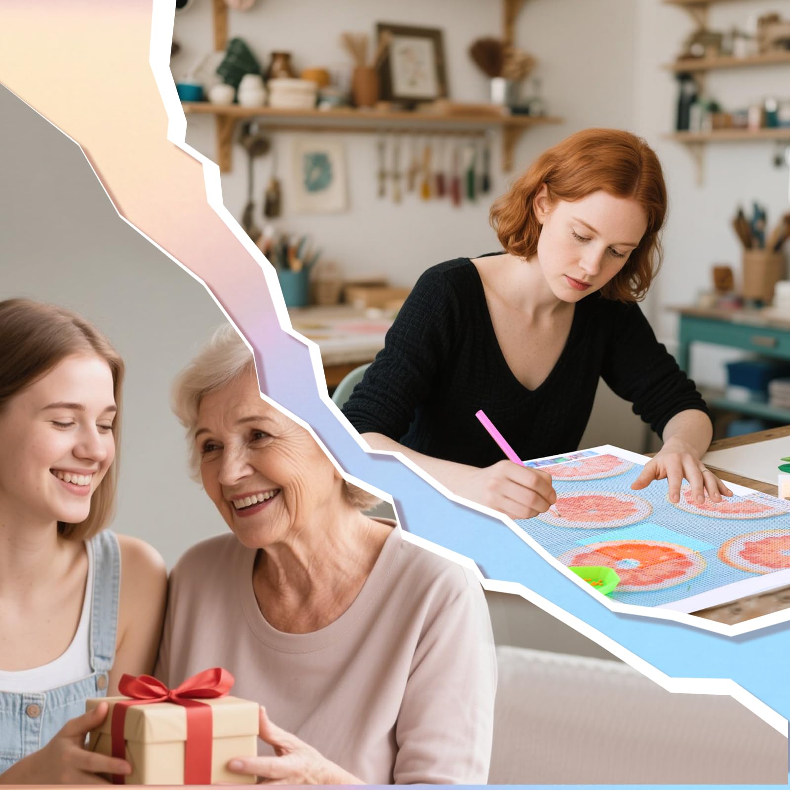 KAYEIUU Il serpente con i colori dell'arcobaleno, kit per pittura con diamanti per adulti, fai da te per principianti, kit di pittura a punti 5D per la decorazione della casa, 30,5 x 40,6 cm