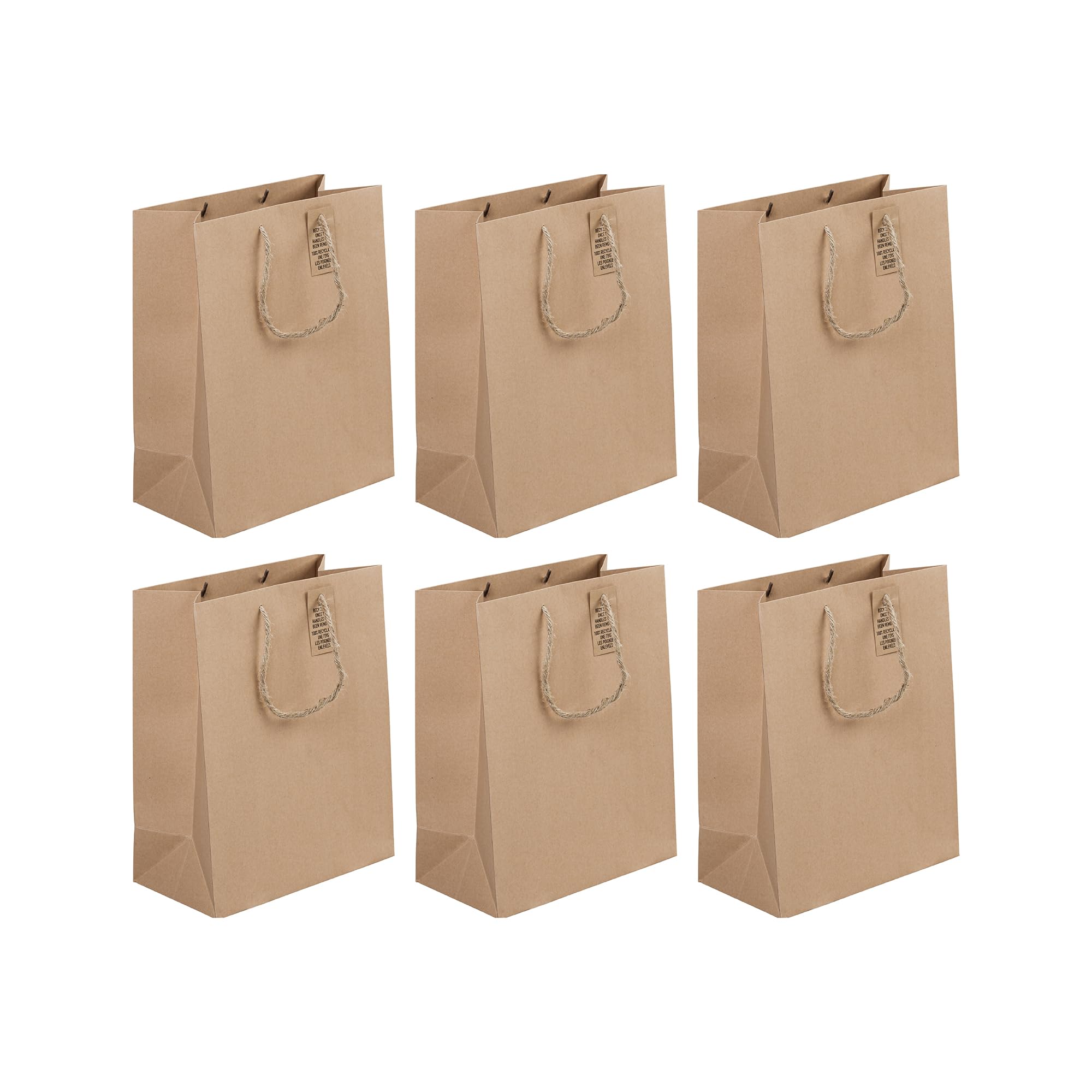 Clairefontaine 28800-2Cpack - Pack of 6 Kraft Gift Bags - Large Size - 26,5x14x33cm - 210g - Gift Wrapping, Packaging, Ideal for Book, Board Game, Puzzle, Food