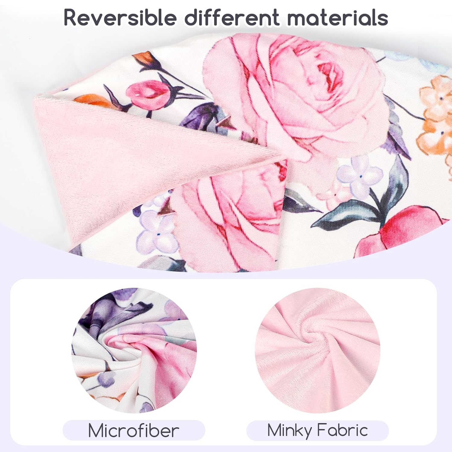 Pack of Floral Newborn Lounger Cover and Baby Car Seat Cover Set with Ultra Soft & Warm Short Plush Fabric