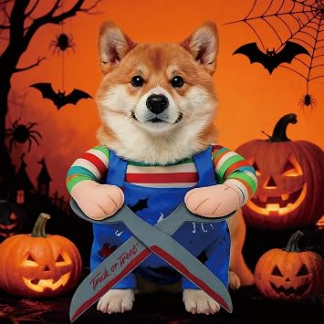 Dog & Cat Halloween Costume, Adjustable Dog Fancy Dress Costumes, Pet Funny Clothes with Scissors Pet Awful Outfits, Ideal for Cosplay, Halloween, and Parties