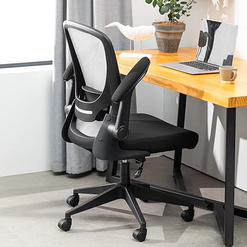 Miniatura 6 de Silla de oficina en casa, silla de escritorio ergonómica, silla de computadora de malla, sillas cómodas con respaldo medio con soporte lumbar y