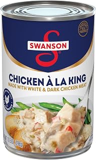 Swanson Canned Chicken a la King with White & Dark Meat, 10.5oz Can - Tender Chunks, Veggies in Creamy Sauce, 12g Protein