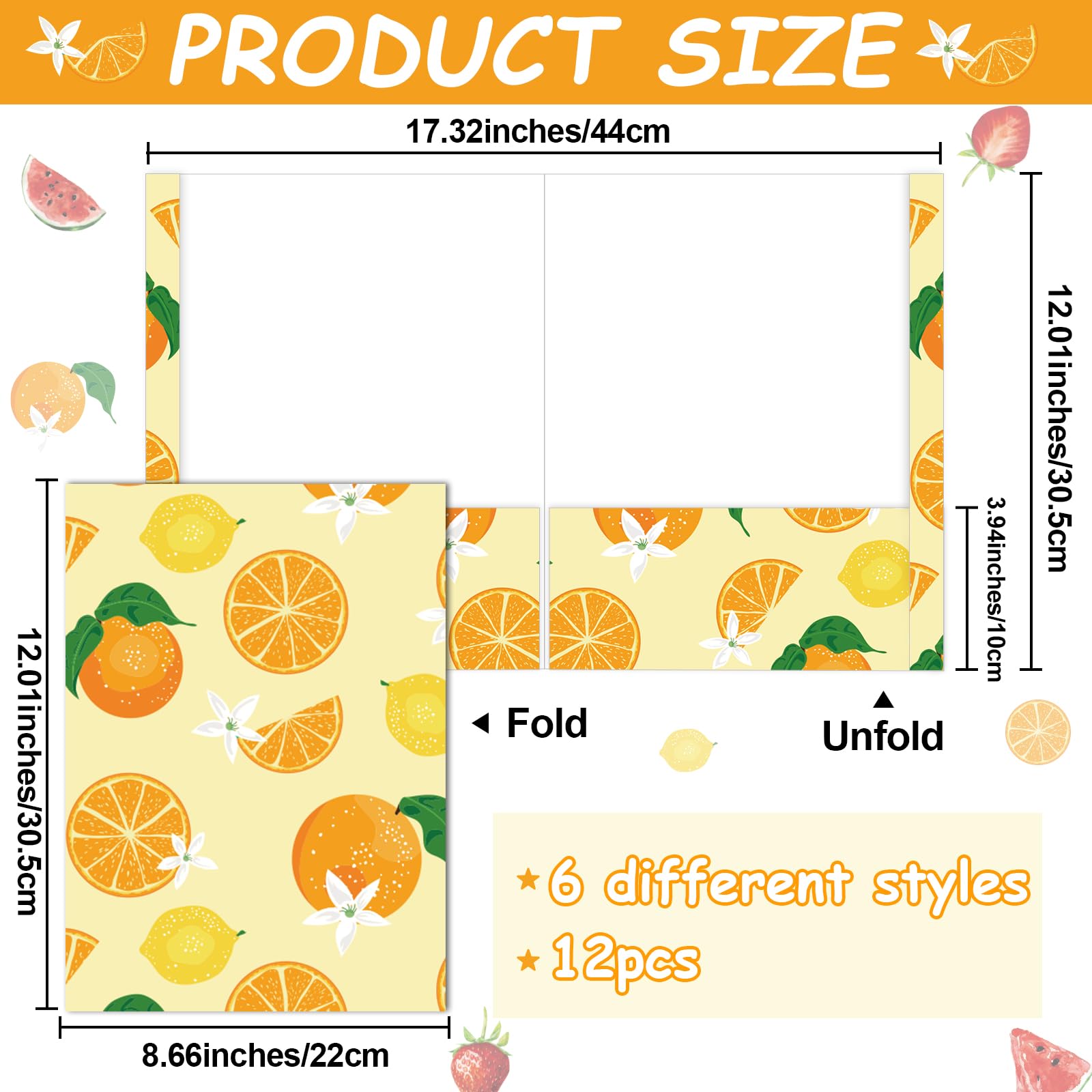 Condition photo showing New/Like New for fruit design file folders colorful fruit pocket folders set pineapple strawberry watermelon orange file folders for office supplies teachers school office gifts supplies assorted styles 12 count