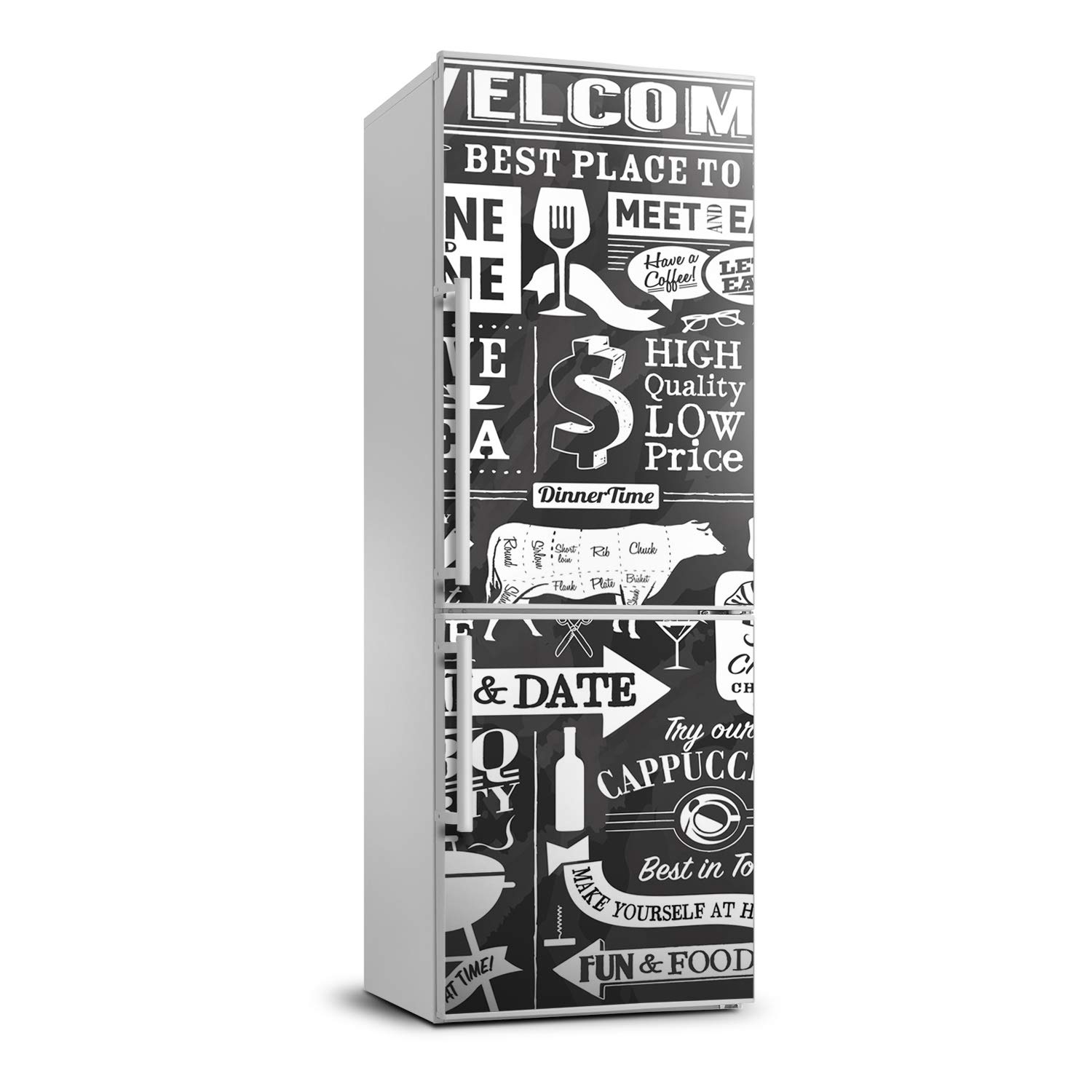 Autocollant frigo Tulup 70x190cm décor restaurant pour cuisine et réfrigérateur