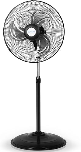 BILT HARD - Ventilador de pie industrial de metal, resistente, de alta velocidad, oscilante, aspas de aluminio, 3 velocidades y certificado UL para