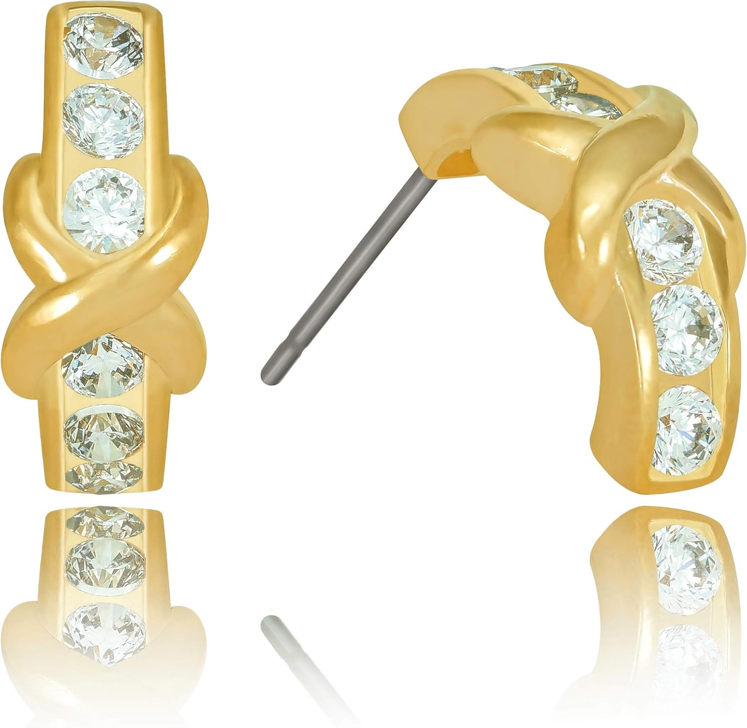 Lifetime Jewelry “Hugs & Kisses" Cubic Zirconia Stud Earrings 24k Gold Plated