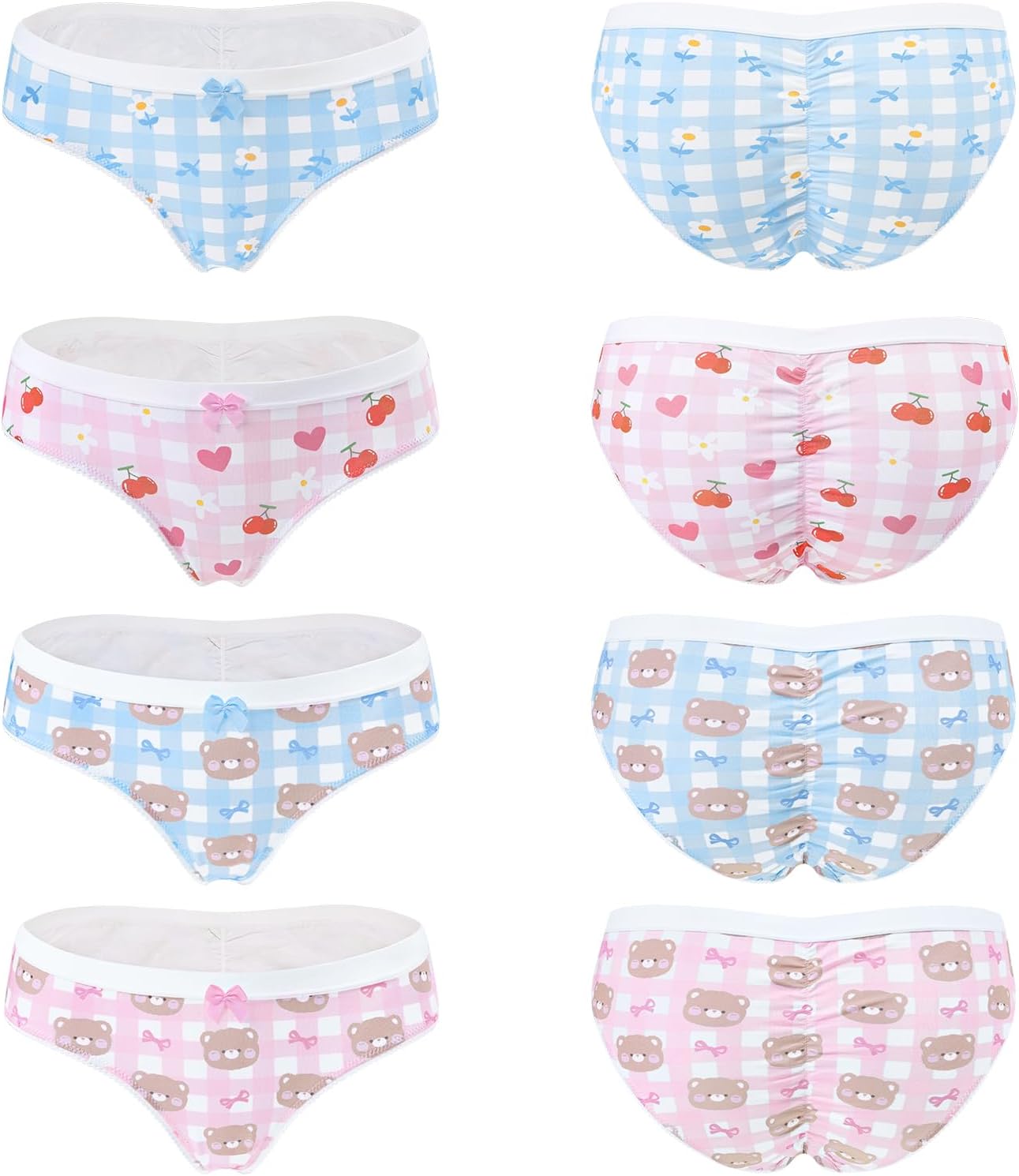 Littleforbig Women's Ladies Soft Cotton Underwear Comfortable Hipster Briefs Babydoll Baby Bear 4 Pack Panties Set